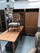 A pair of 1950's Jules Leueu secretaires with fold out dining table.