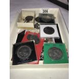 A collection of coins including Crowns,