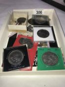 A collection of coins including Crowns,