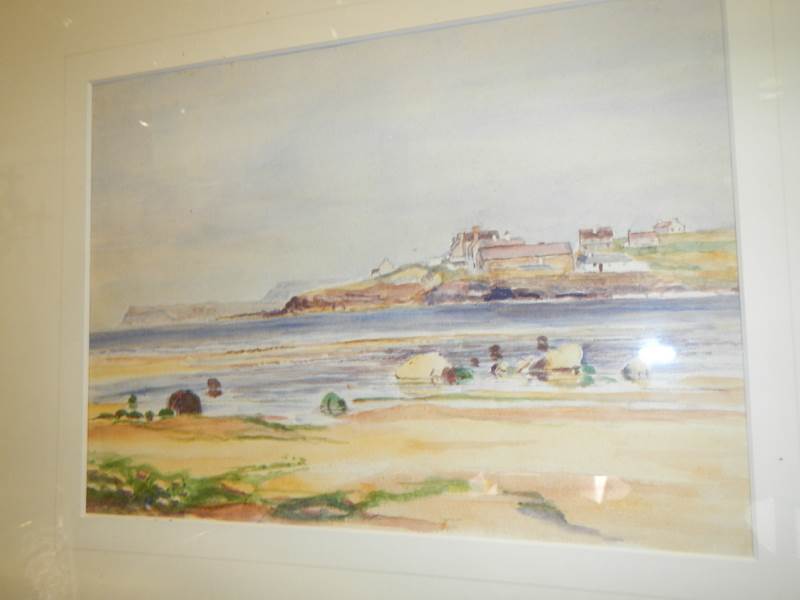 A pair of coastal watercolours, unsigned but possibly John Hilt, image 23 x 17 cm. - Image 2 of 5