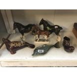 2 Melba ware shire horses,