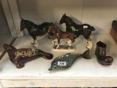 2 Melba ware shire horses,