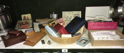 A mix lot of playing cards, Ronson lighters, cigarette cases etc.