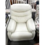 A white leather arm chair