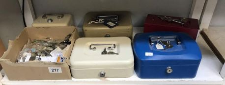 A selection of cash boxes (some with keys) etc.