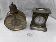 2 late 19th century alarm clocks, a/f.