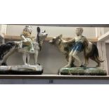 A pair of 1930's chalk figures of children with dogs