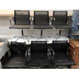 A set of 6 replica Charles Eames aluminium chairs by A.C.F.