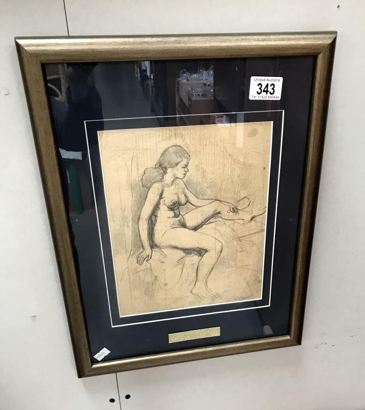 A James Henry Govier Arca 1910 - 1974 pencil on paper of a female nude - signed