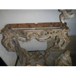 An 18th century gilt wood pier table with marble top, base a/f.