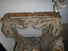 An 18th century gilt wood pier table with marble top, base a/f.