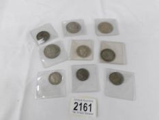 10 George V pre 47-20 coins including 2 VF half crowns and an F 1914 florin,