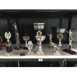 A quantity of 1990's sports trophies