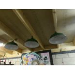 3 metal industrial ceiling lights.