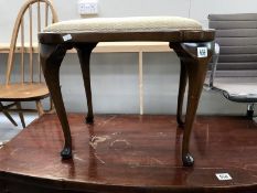 An Edwardian dressing table stool with Queen Anne legs