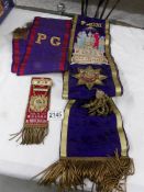 An Independent Order of Oddfellows sash, another sash and a medallion.