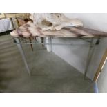 A French 1950's 'Maison Jenson triangular marble topped table.