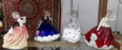 4 Royal Doulton figurines - HN2141 Autumn Breezes, HN2481 Maureen,
