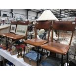 A set of 4 Jules Leleu metal and brown leather dining chairs,.a/f.