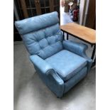 A BLUE VINYL Parker Knoll manual reclining chair
