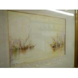 A Venetian watercolour signed W.E. Newcombe and a 'Spritsail Barge' watercolour signed A B Morris.