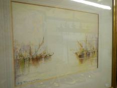 A Venetian watercolour signed W.E. Newcombe and a 'Spritsail Barge' watercolour signed A B Morris.