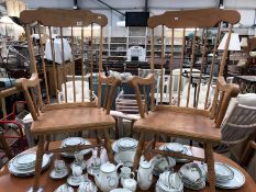 2 spindle back farmhouse style chairs