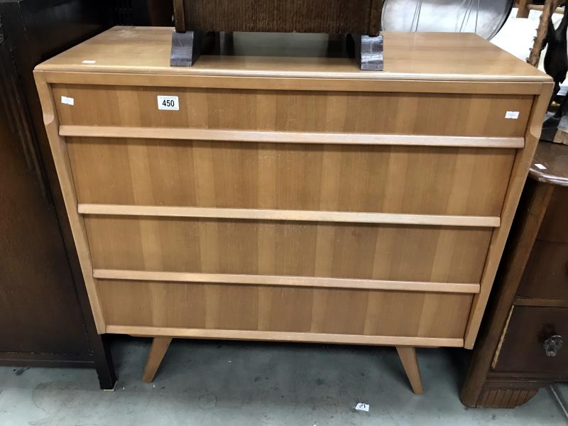 A retro teak effect plywood chest of drawers