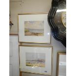 A pair of coastal watercolours, unsigned but possibly John Hilt, image 23 x 17 cm.