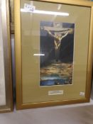 A framed and glazed print entitled 'Salvador Dali, Christ of St. John on the Cross'.