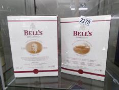 2 boxed commemorative Bell's whisky bells commemorating 175 years of Bell's whisky,