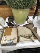 A collection of military items including army & air warden ephemera