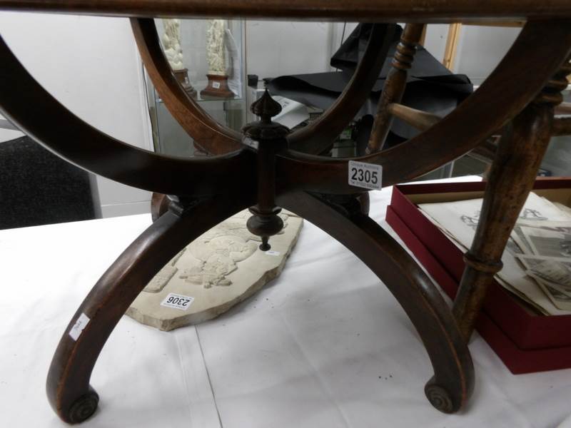 A Georgian mahogany stool with re-upholstered seat. - Image 2 of 2