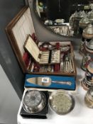 A boxed part canteen of cutlery and other silverplate