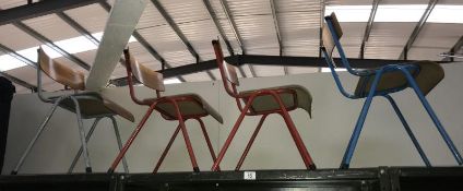 4 vintage primary school painted metal and bentwood children's chairs