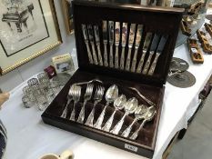 A canteen of cutlery and other silver plate