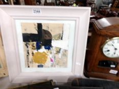 A Cornish school abstract collage and acrylic entitled 'Yellow Orb Newlyn',