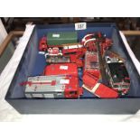 A collection of unboxed model fire engines including Matchbox, Corgi etc.