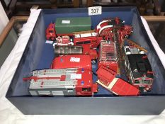 A collection of unboxed model fire engines including Matchbox, Corgi etc.