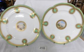 A pair of 19th century Minton hand painted cabinet plates, impressed mark to rear.