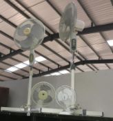 2 floor standing fans and 2 desk fans