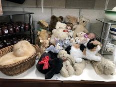 A quantity of soft toys including bears and dogs etc.