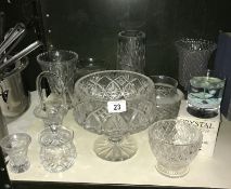 A quantity of glassware including vases, bowls etc.