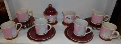 A Carlton ware sea bird decorated tea set.