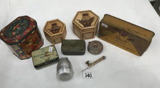 A quantity of various old advertising tins,