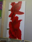 A modern study of flowers on canvas.