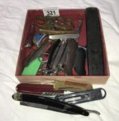 A quantity of miscellaneous items including cut throat razor, pen knives etc.