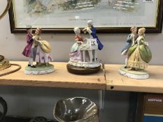 3 continental porcelain figurine groups