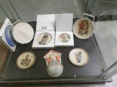6 miniature Goebel plaques and a Goebel wall sconce.