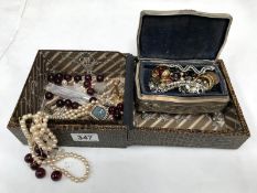 A mixed lot of costume jewellery & jewellery casket